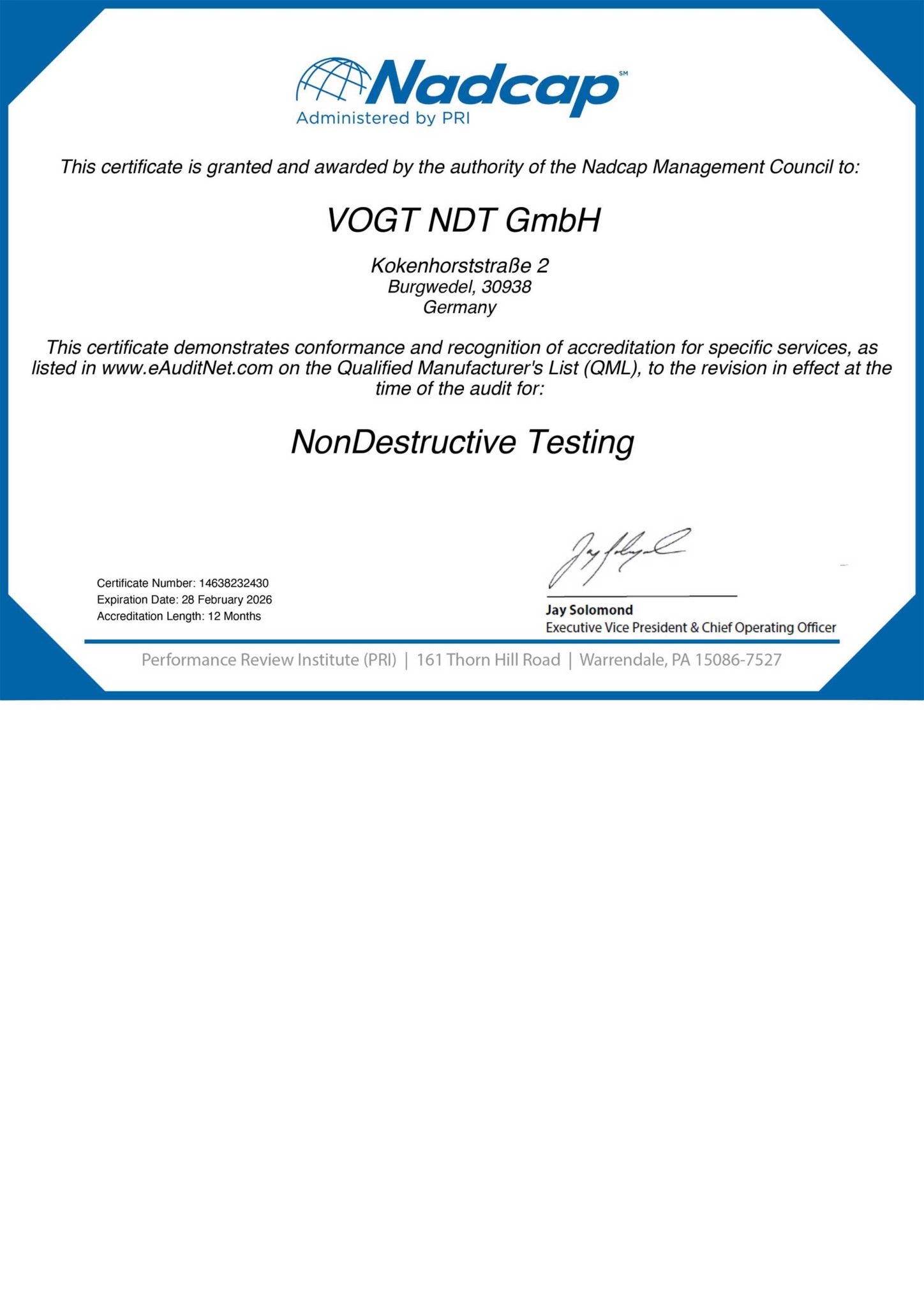 Nondestructive Material Testing (NDT) | Vogt NDT